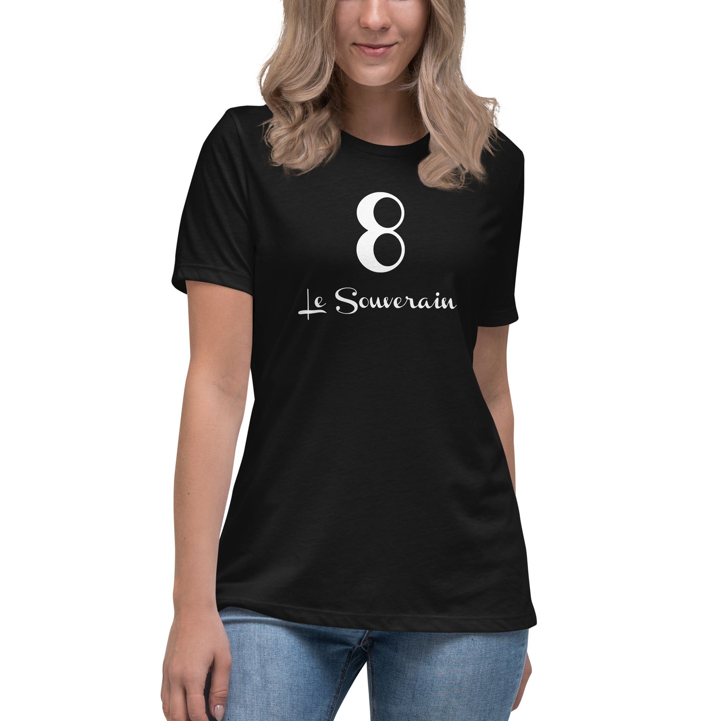 8 le Souverain T-shirt Noir Décontracté pour Femme FR