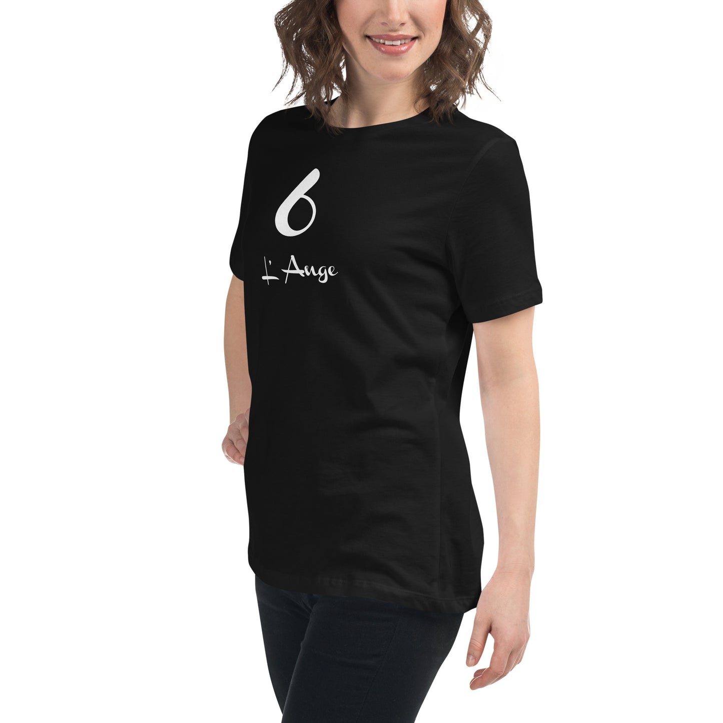 6 l'Ange T-shirt Noir Décontracté pour Femme FR