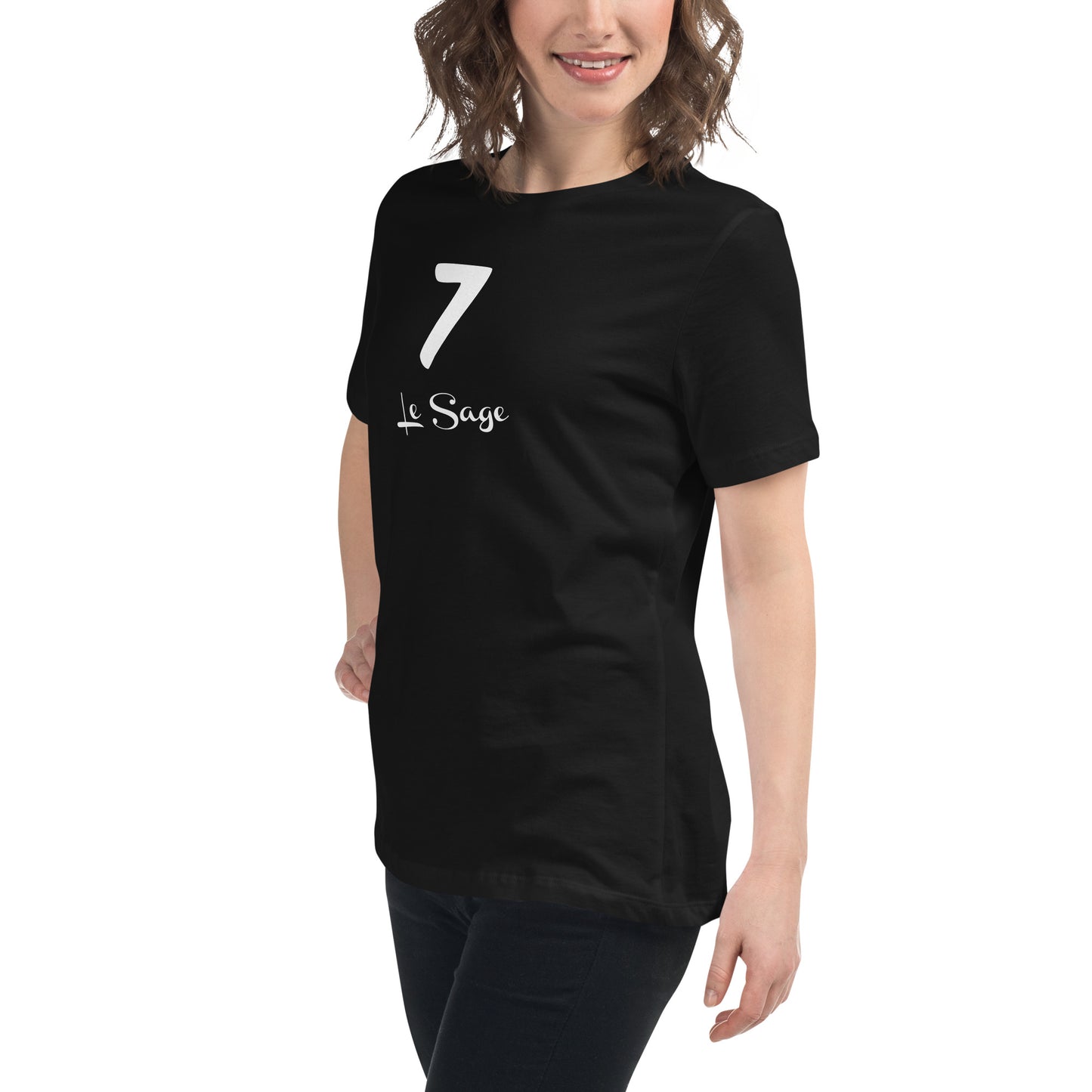 7 le Sage T-shirt Noir Décontracté pour Femme FR