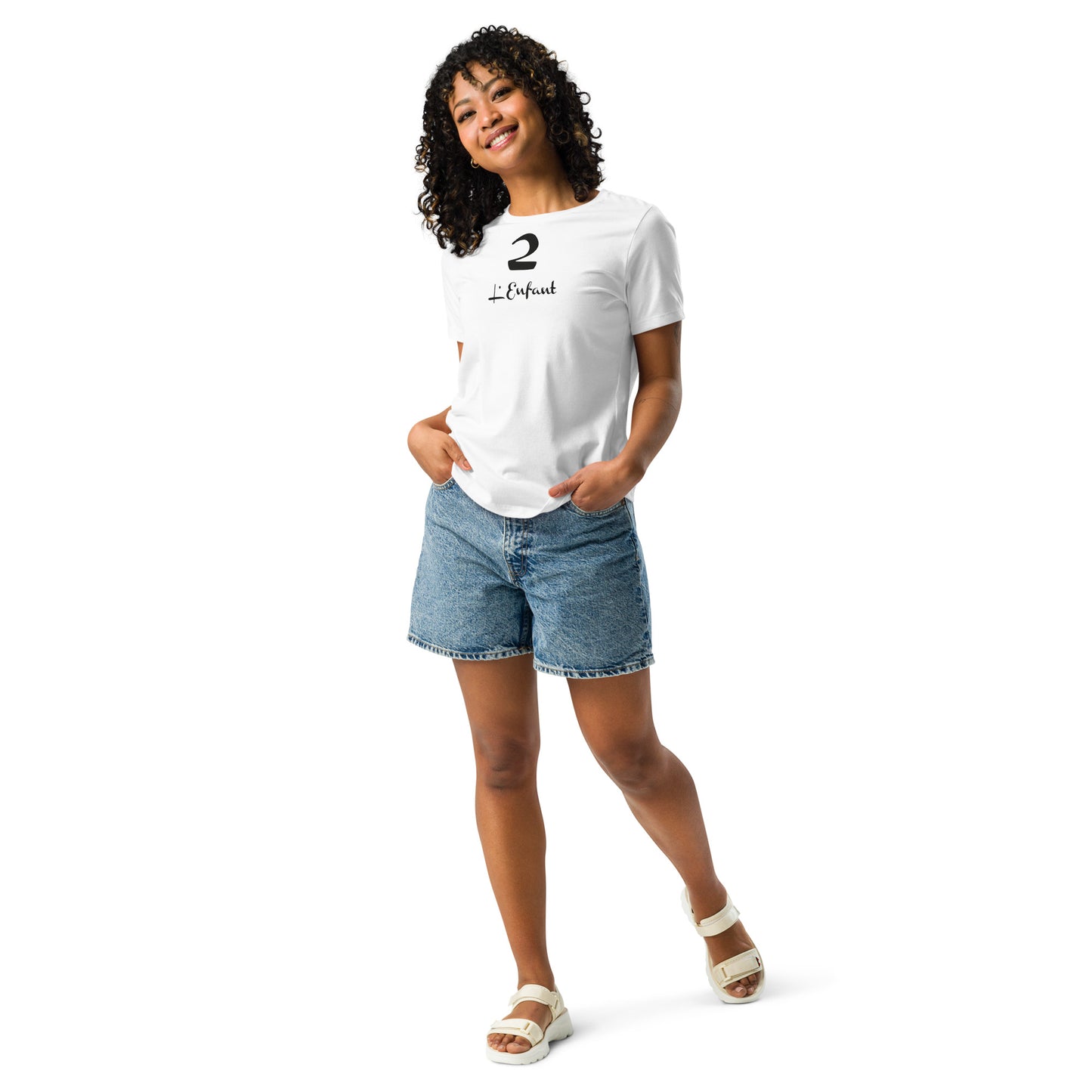 2 l'Enfant T-shirt Blanc Décontracté pour Femme FR