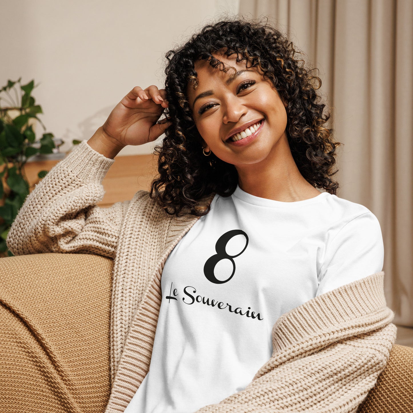 8 le Souverain T-shirt Blanc Décontracté pour Femme FR