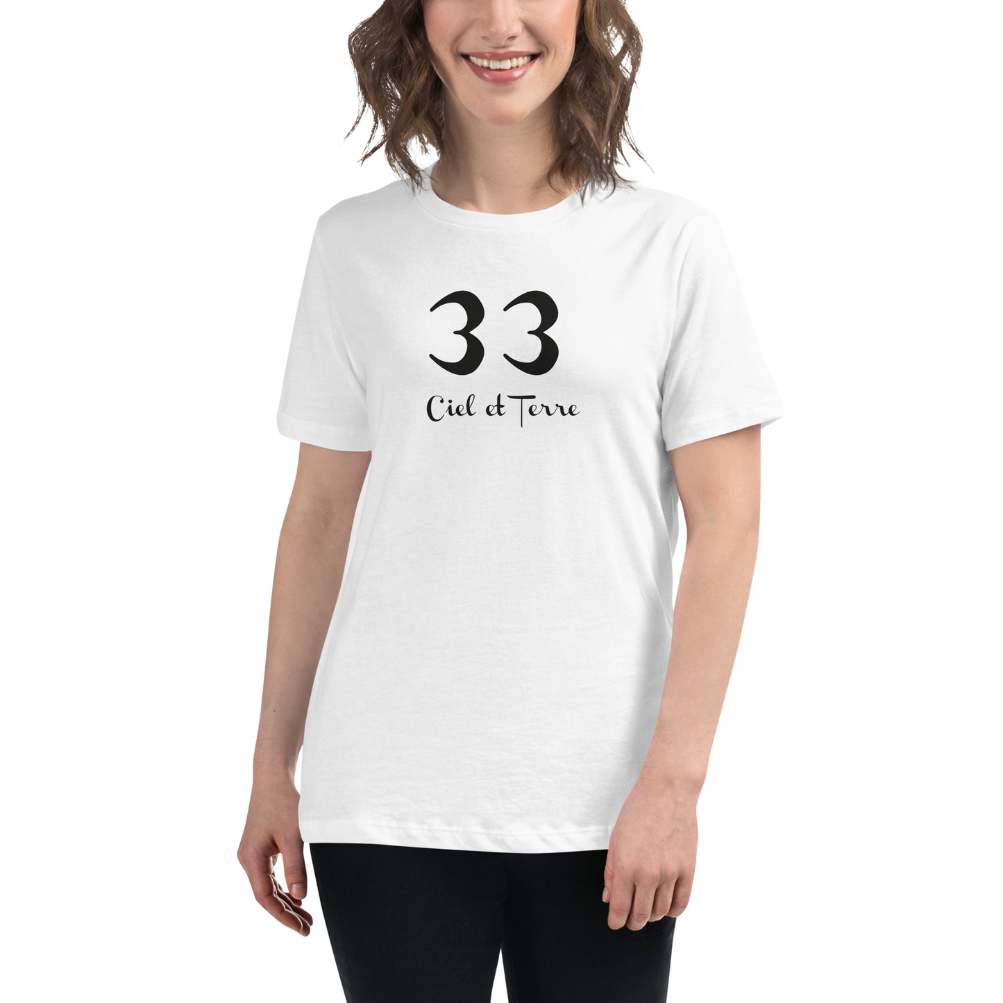 33 Ciel et Terre T-shirt Blanc Décontracté pour Femme FR