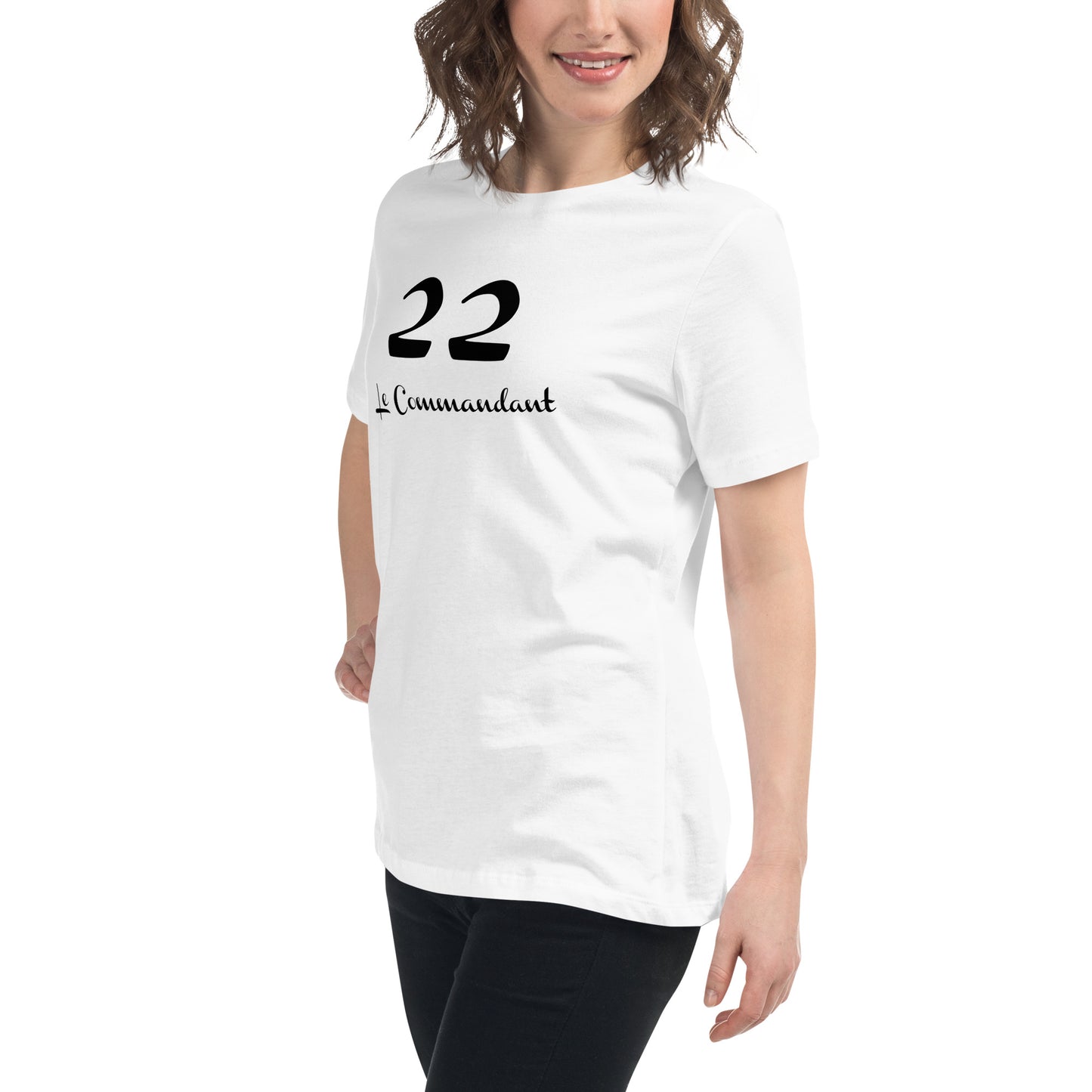 22 le Commandant T-shirt Blanc Décontracté pour Femme FR