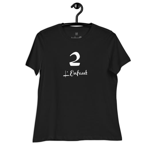 2 Enfant T-shirt Noir Décontracté pour Femme FR