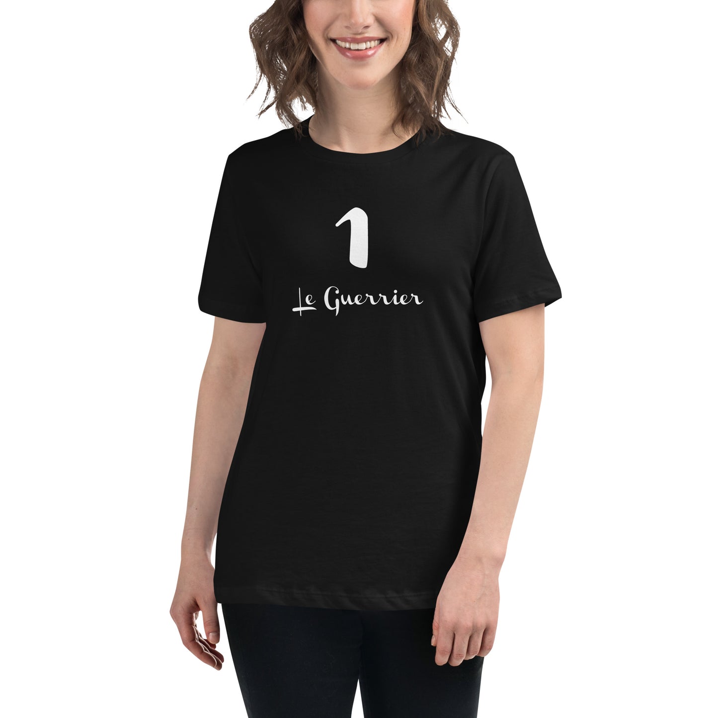 1 Guerrier T-shirt Noir Décontracté pour Femme FR