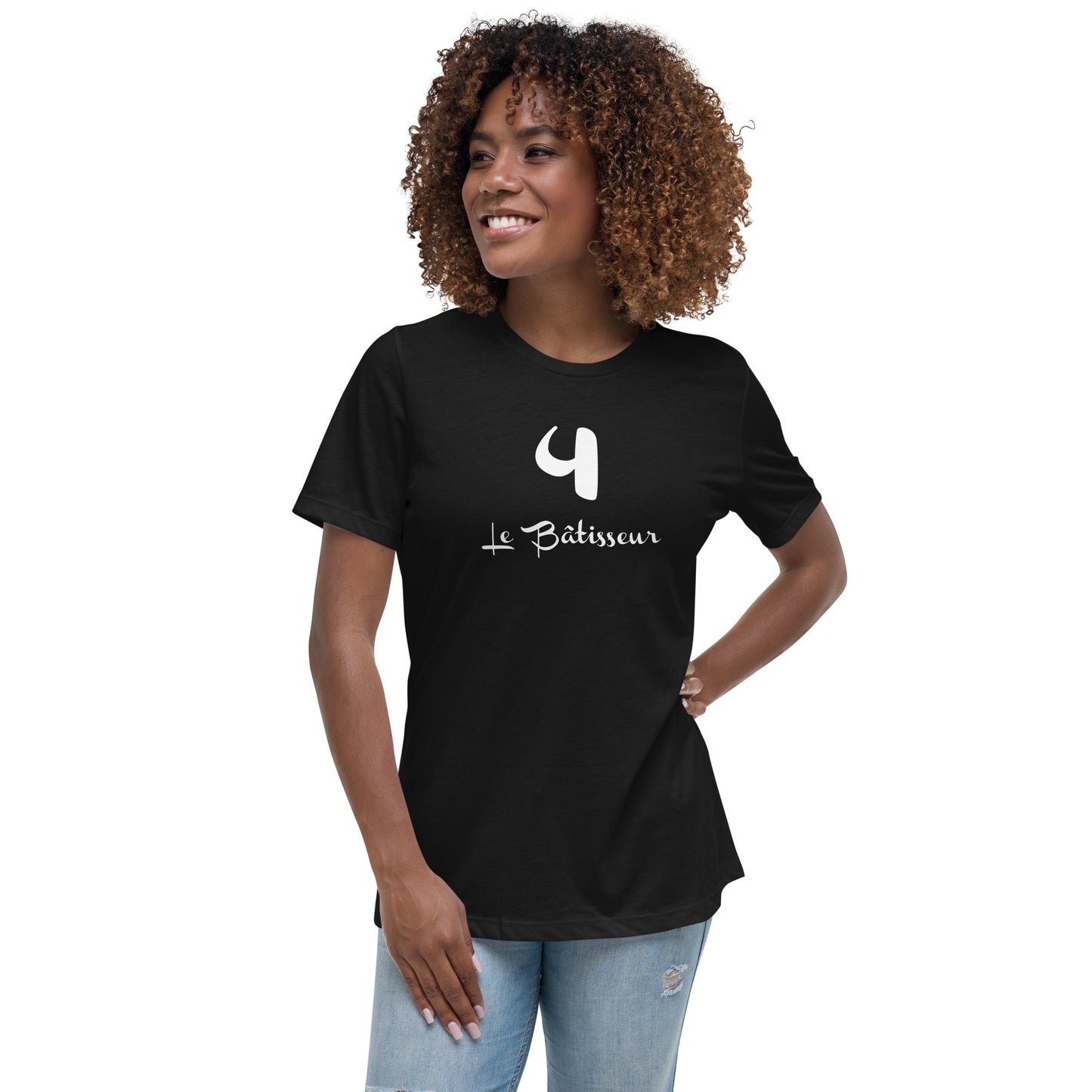 4 le Bàtisseur T-shirt Noir Décontracté pour Femme FR