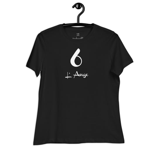 6 l'Ange T-shirt Noir Décontracté pour Femme FR