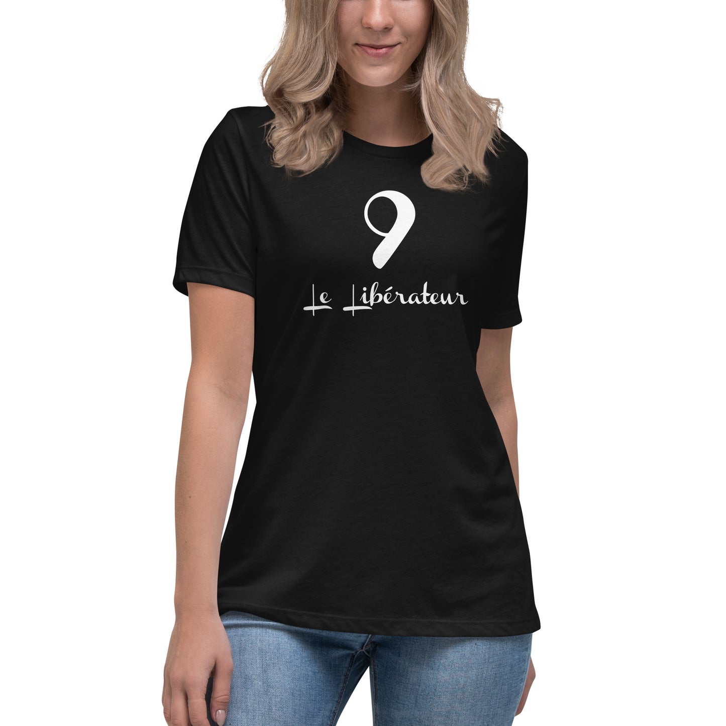 9 le Libérateur T-shirt Noir Décontracté pour Femme FR