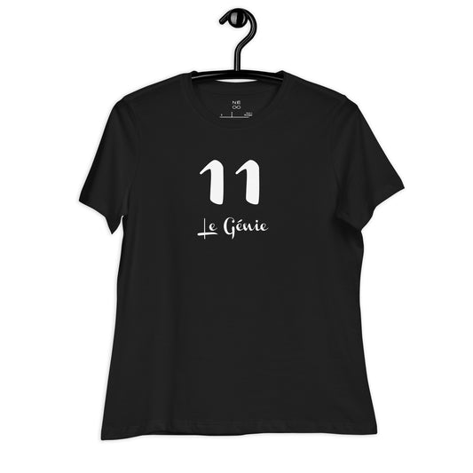 11 Génie T-shirt Noir Décontracté pour Femme FR