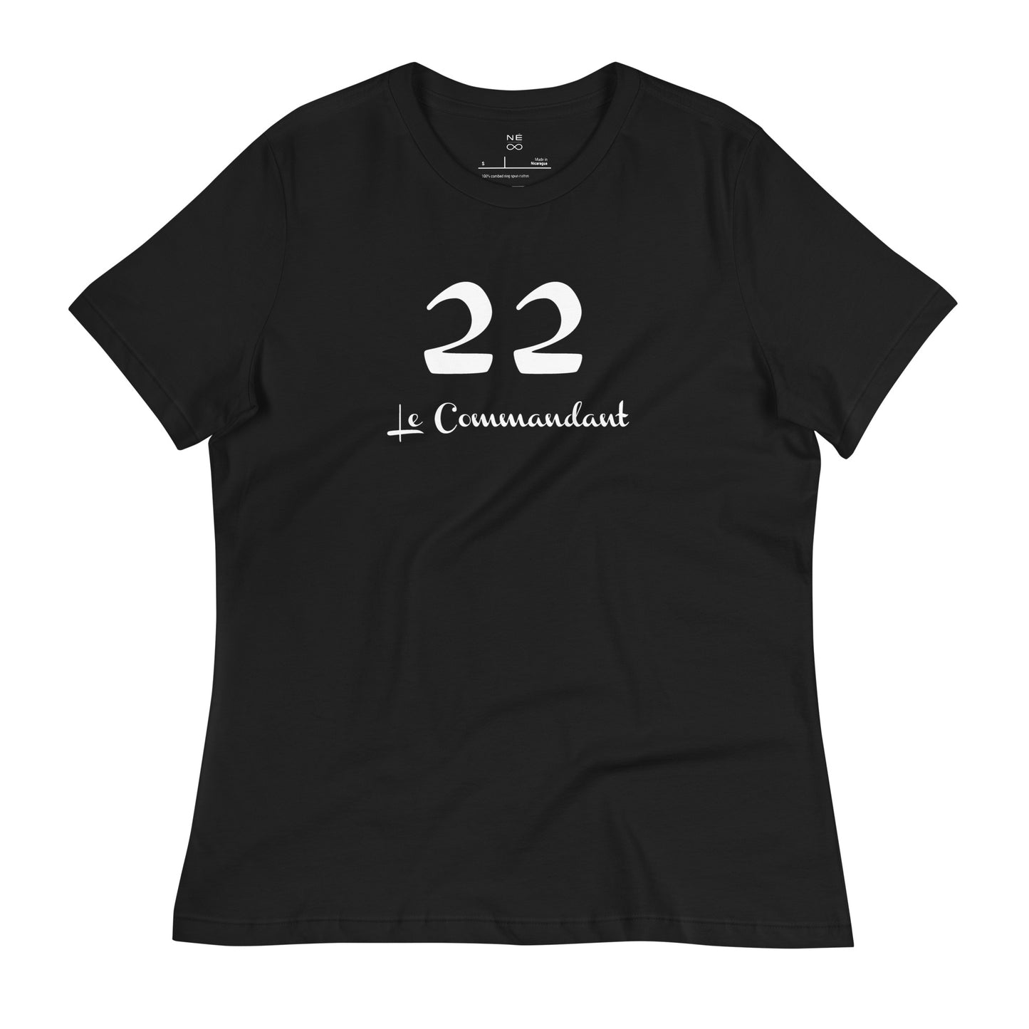 22 le Commandant T-shirt Noir Décontracté pour Femme FR