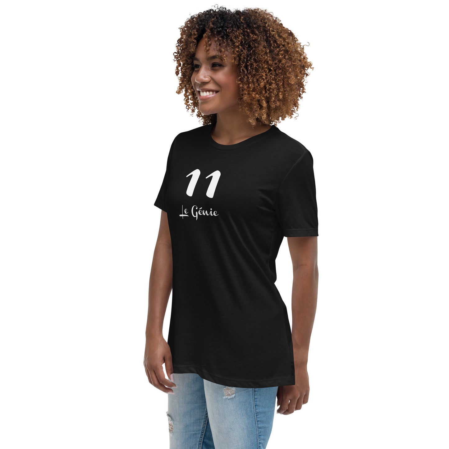 11 Génie T-shirt Noir Décontracté pour Femme FR