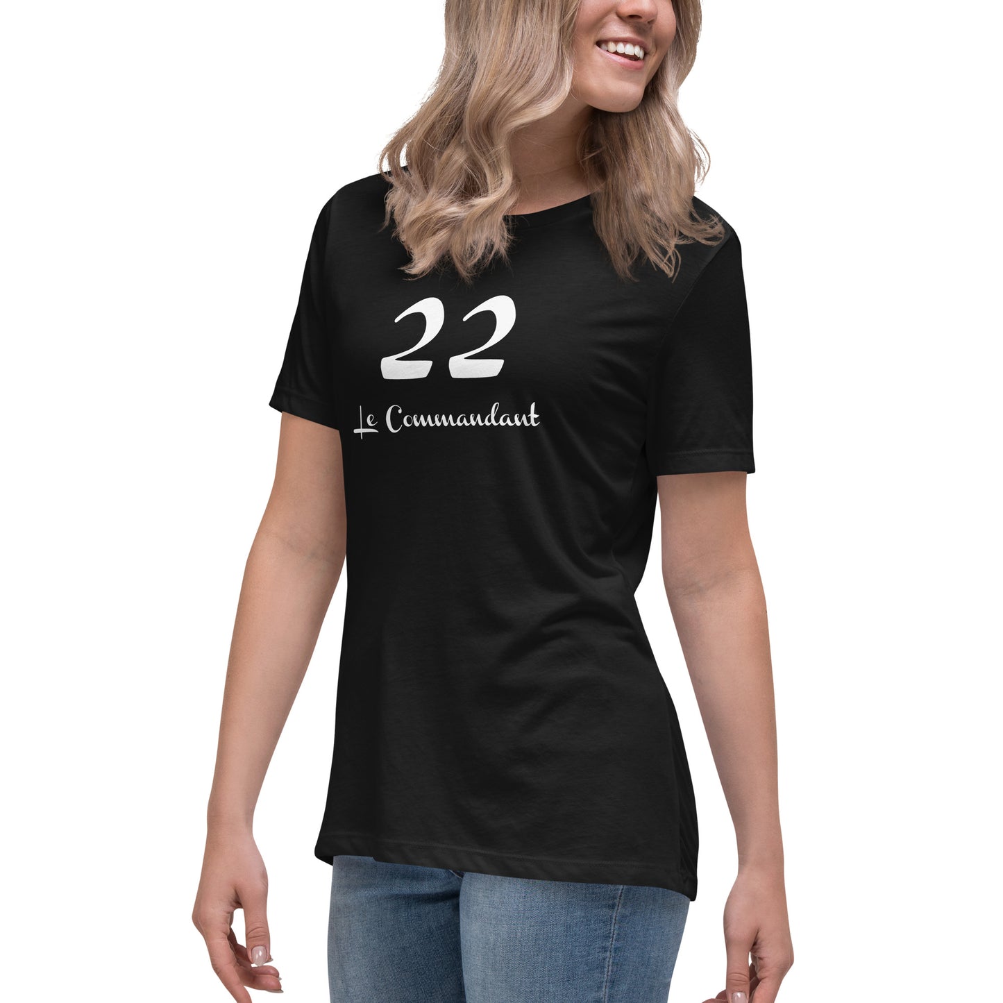 22 le Commandant T-shirt Noir Décontracté pour Femme FR