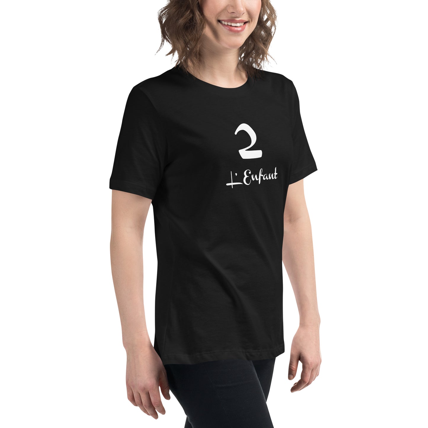 2 l'Enfant T-shirt Noir Décontracté pour Femme FR