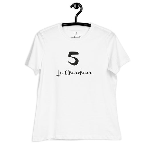 5 le Chercheur T-shirt Blanc Décontracté pour Femme FR