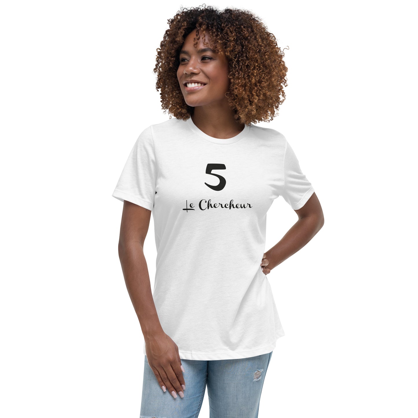 5 le Chercheur T-shirt Blanc Décontracté pour Femme FR