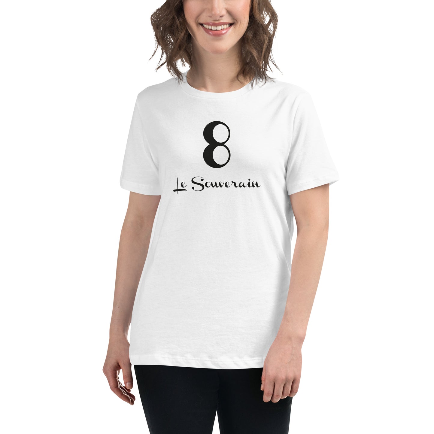 8 le Souverain T-shirt Blanc Décontracté pour Femme FR