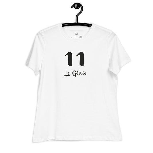 11 Génie T-shirt Blanc Décontracté pour Femme FR