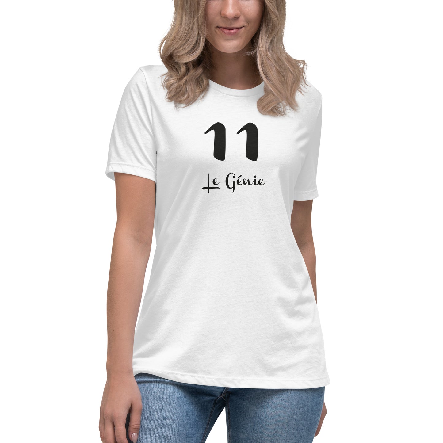 11 Génie T-shirt Blanc Décontracté pour Femme FR