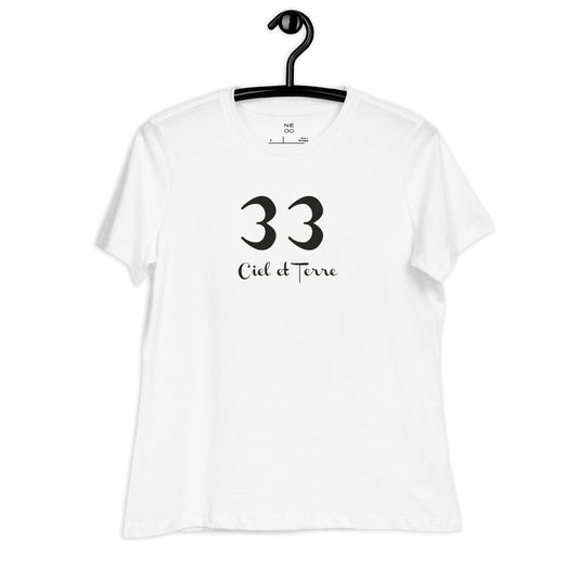33 Ciel et Terre T-shirt Blanc Décontracté pour Femme FR
