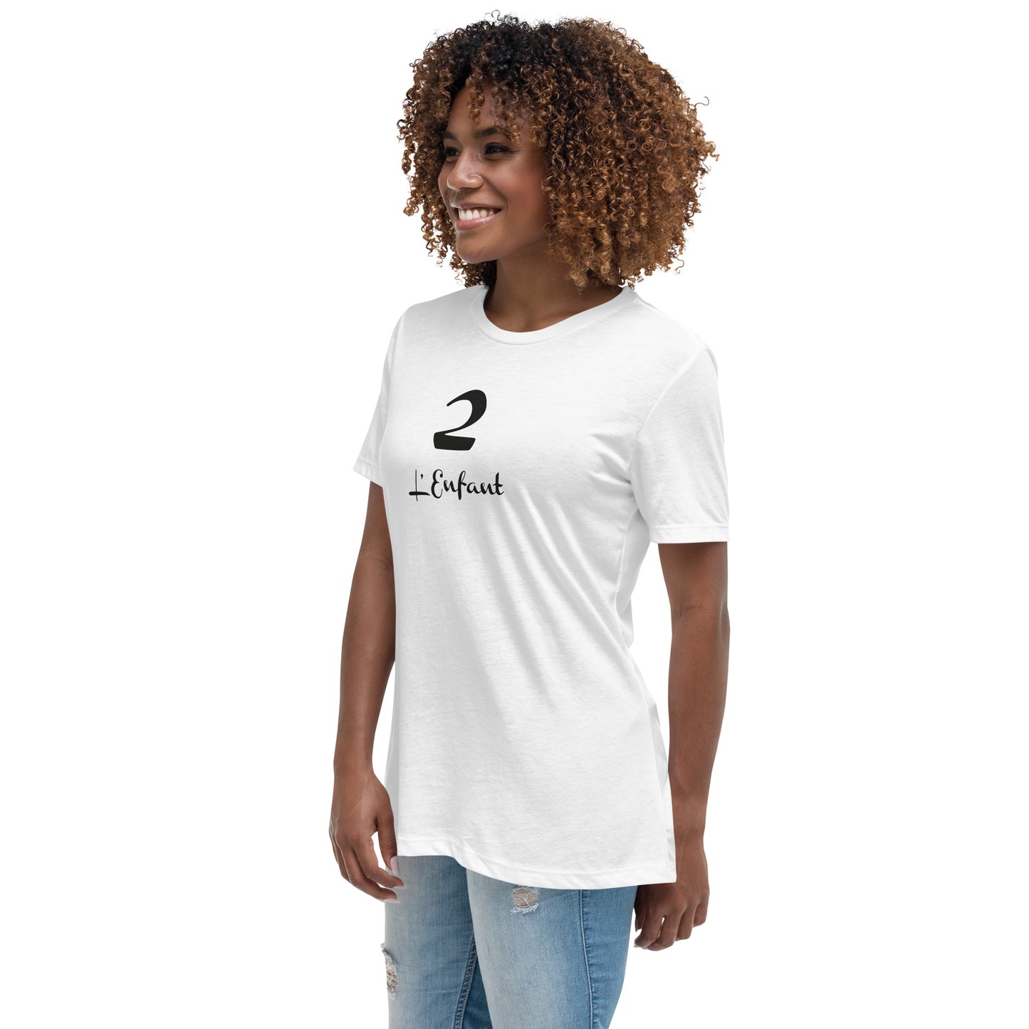 2 l'Enfant T-shirt Blanc Décontracté pour Femme FR