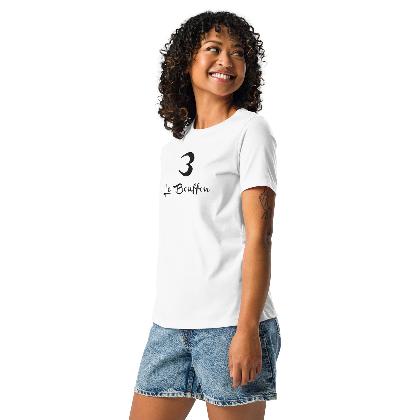 3 le Bouffon T-shirt Blanc Décontracté pour Femme FR