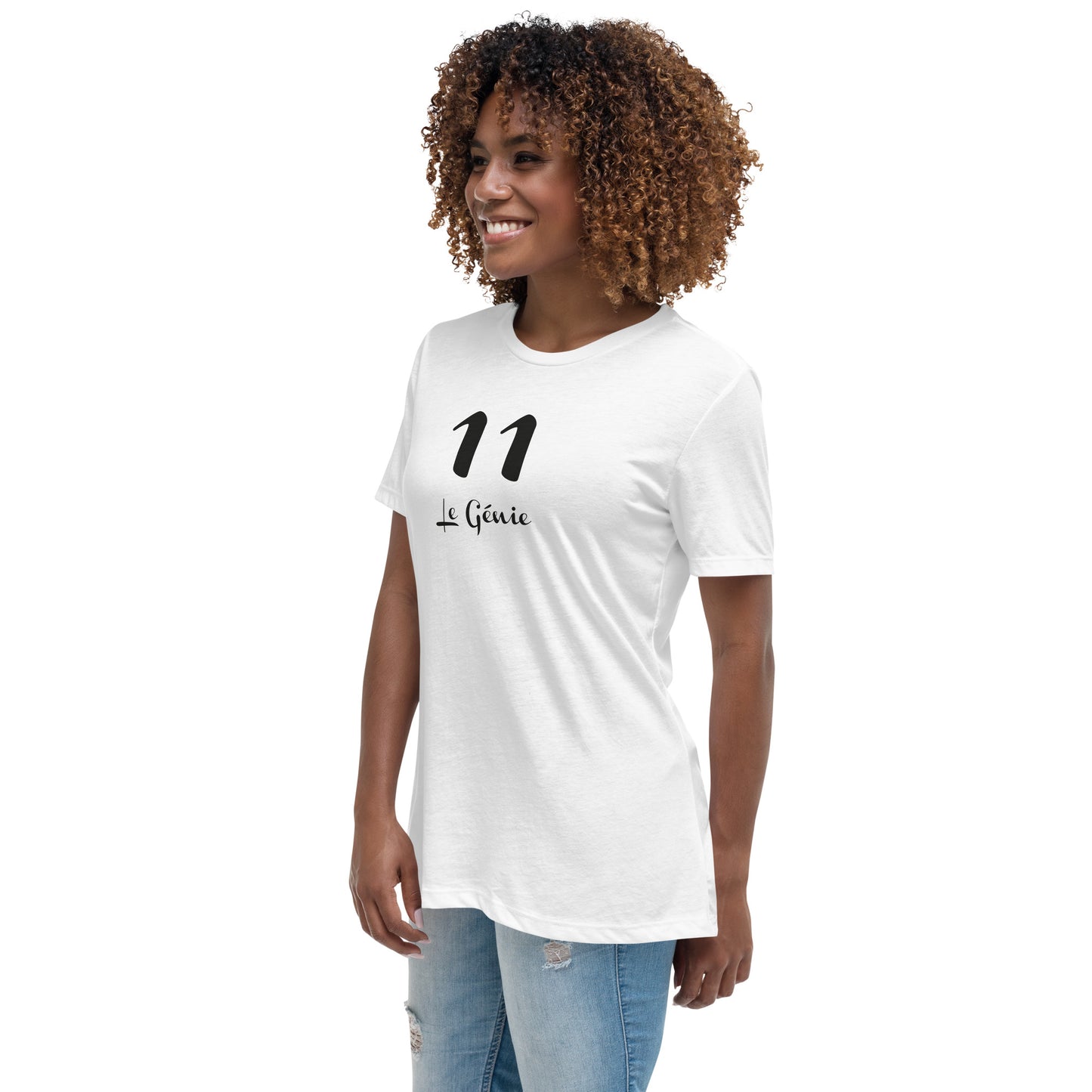 11 Génie T-shirt Blanc Décontracté pour Femme FR