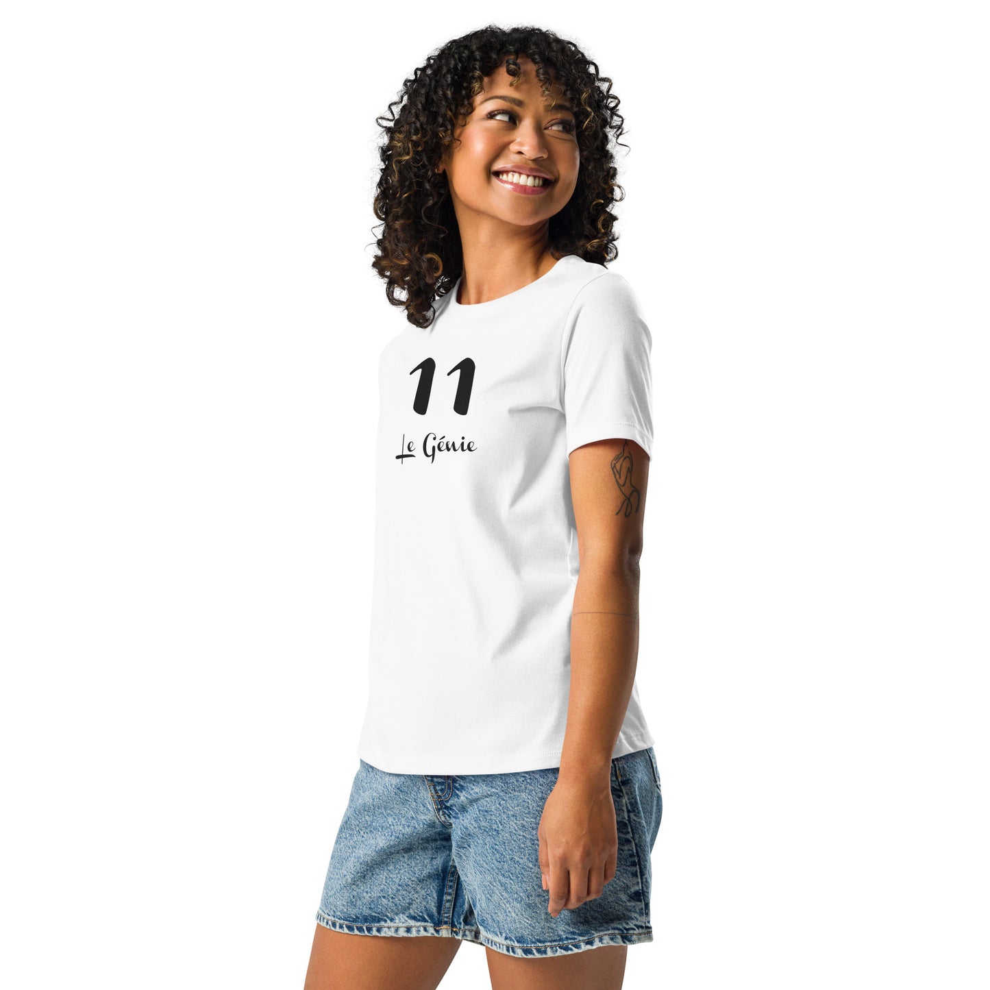 11 Génie T-shirt Blanc Décontracté pour Femme FR