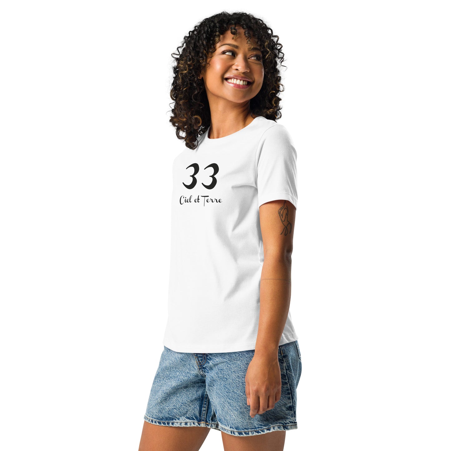 33 Ciel et Terre T-shirt Blanc Décontracté pour Femme FR